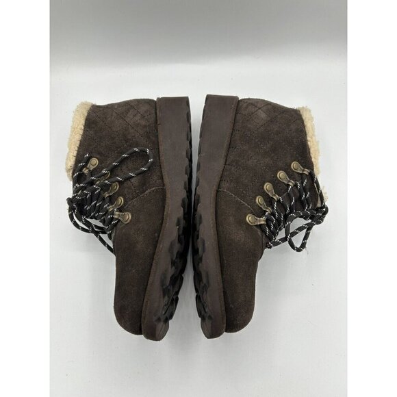 Bearpaw Brown Faux Fur Suede Lace Hiker Ankle Boot Booties Size 9 - Picture 5 of 10